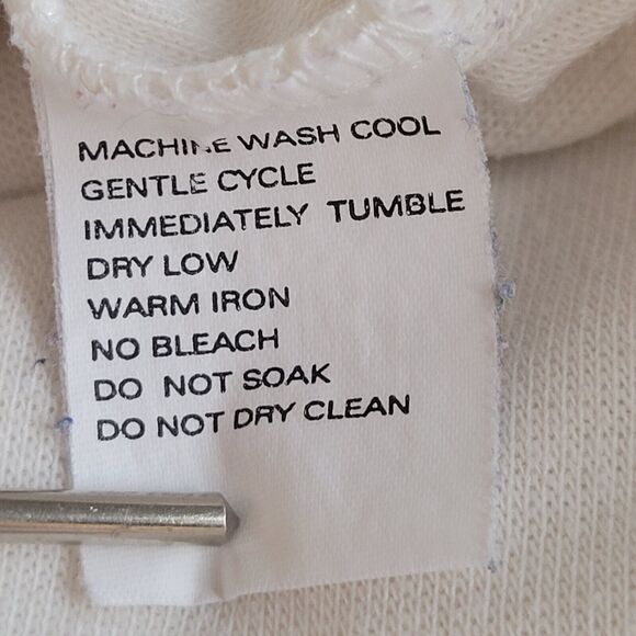 Vintage Off-White Embroidered Mock Neck Size L Tulip Cotton Blend USA Flowers - Picture 8 of 10